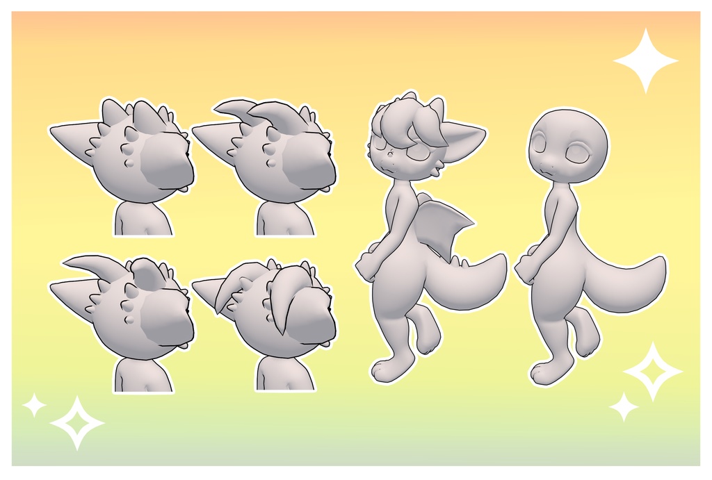 Snappy Chibi Reptile/Dragon VRChat Base Avatar