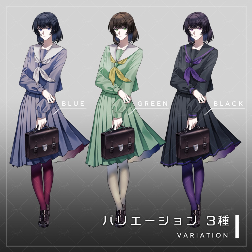 【無料版有】立ち絵素材02 学生_セーラー服_女性_少女