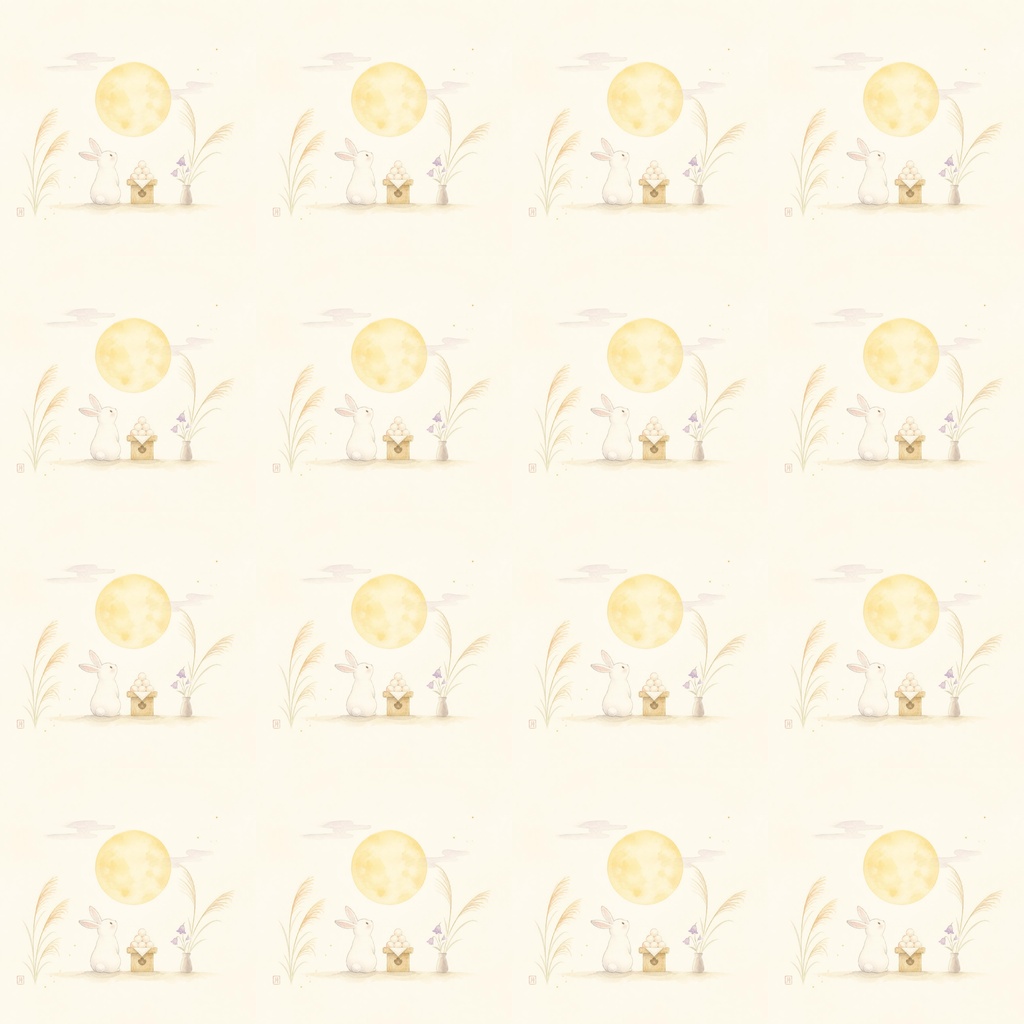 月夜のうさぎと秋の実り お月見デジタルペーパーセット