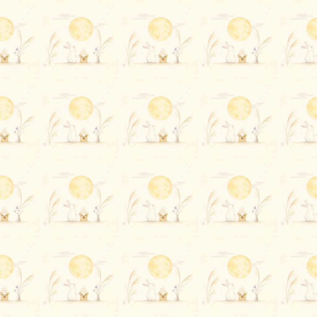 月夜のうさぎと秋の実り お月見デジタルペーパーセット