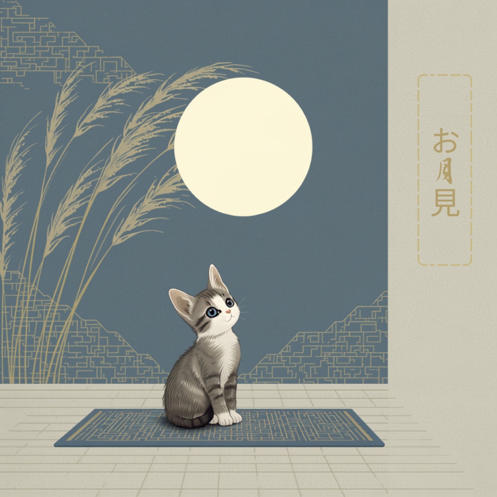 子猫と月
