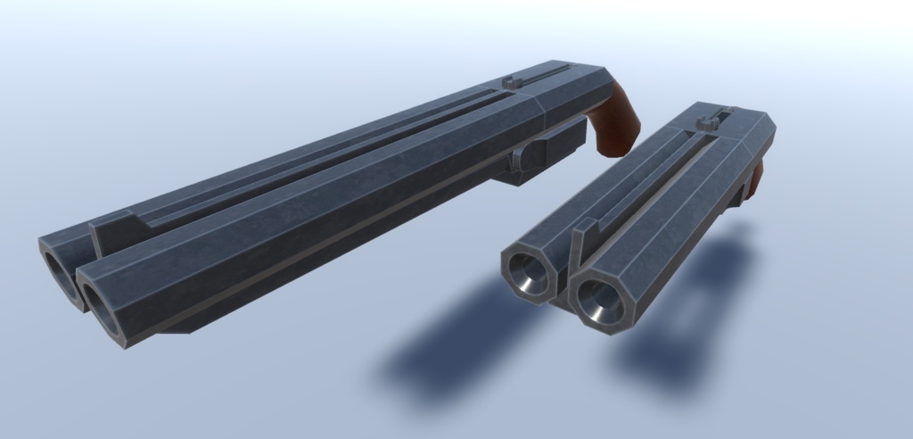 水平二連散弾銃3Dモデル「キャッツレイ」(パーティクル同梱)