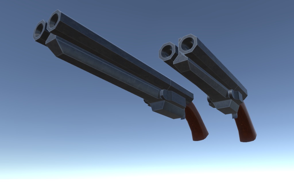 水平二連散弾銃3Dモデル「キャッツレイ」(パーティクル同梱)