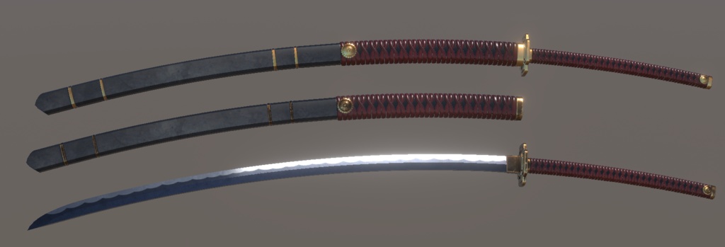 和風武器3Dモデル:大太刀「白波」