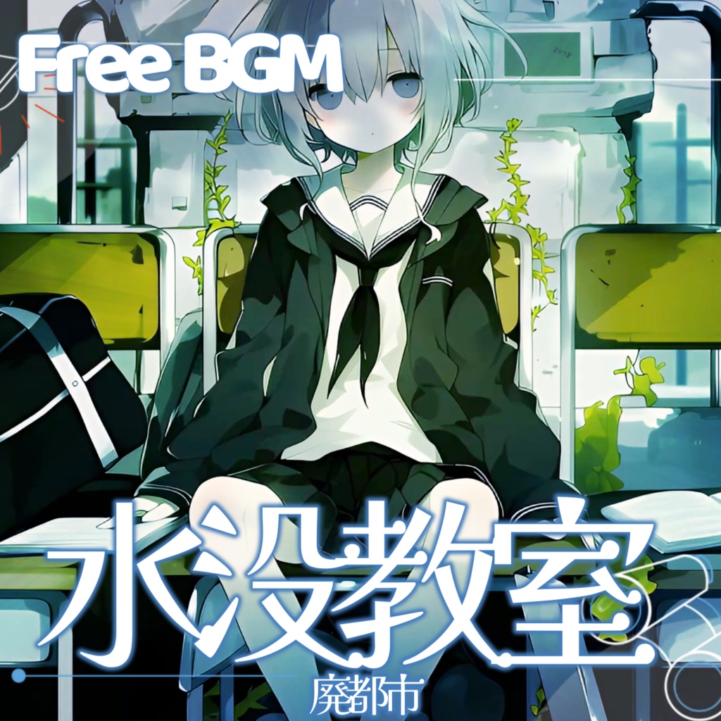 【フリーBGM】廃都市ー水没教室【チル/かわいい/まったり/配信用/VRchatワールド】