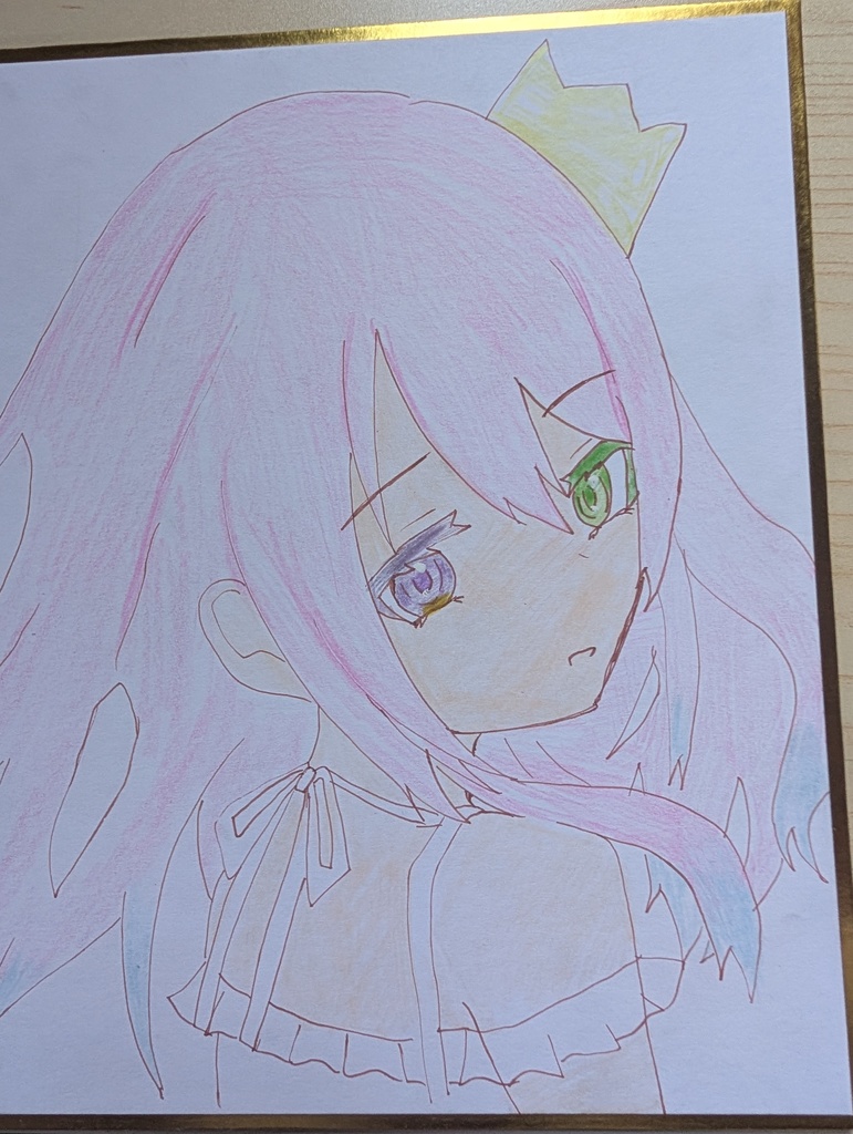 姫森ルーナのオリジナル色紙　色鉛筆画