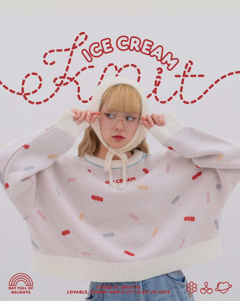 ICE CREAMニットトップス-VANILLA-(アイボリー)
