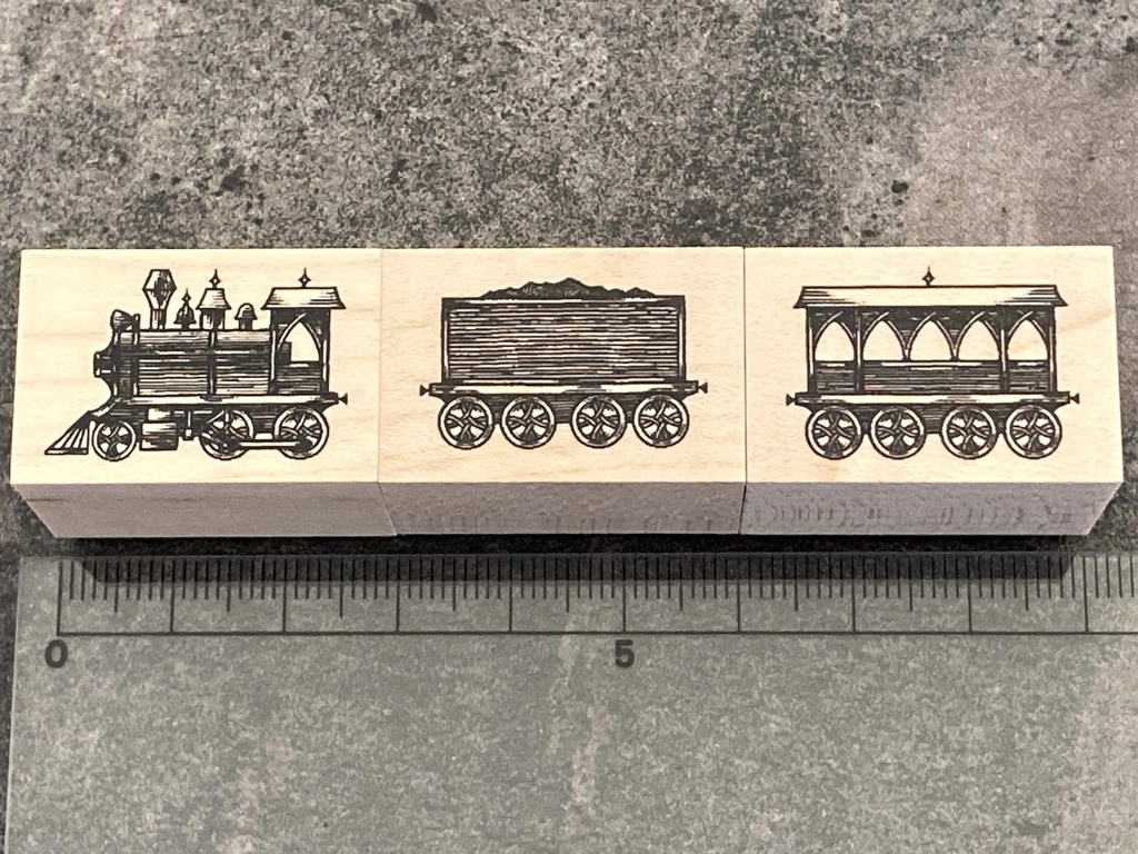 ラバースタンプ(ゴムはんこ)【蒸気機関車】3個セット