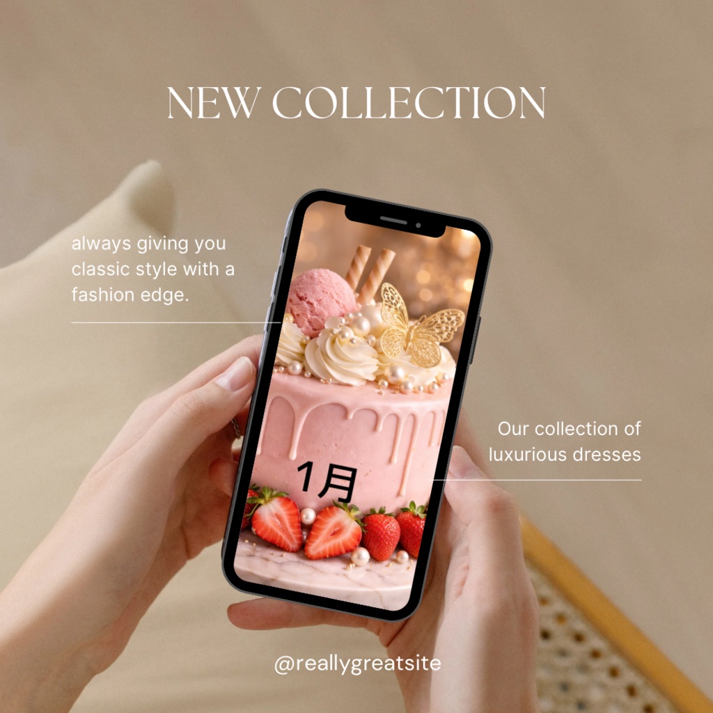 【全12種類セット】誕生月ケーキ 待受画像 | AI生成