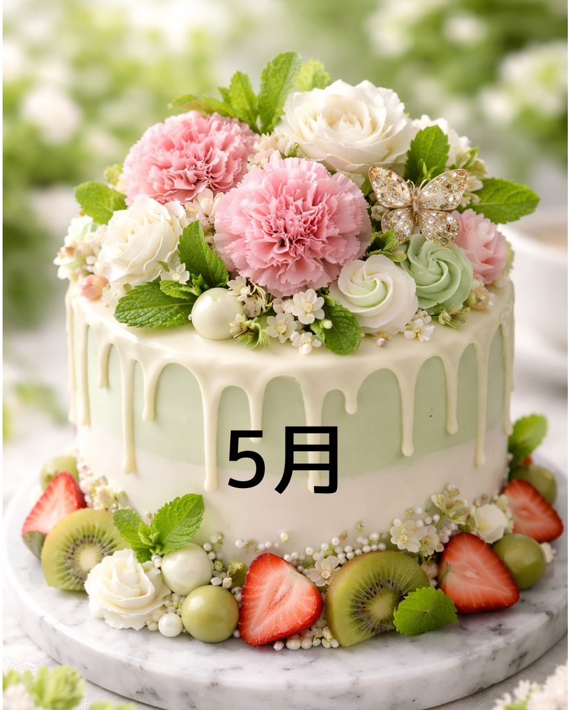 【全12種類セット】誕生月ケーキ 待受画像 | AI生成