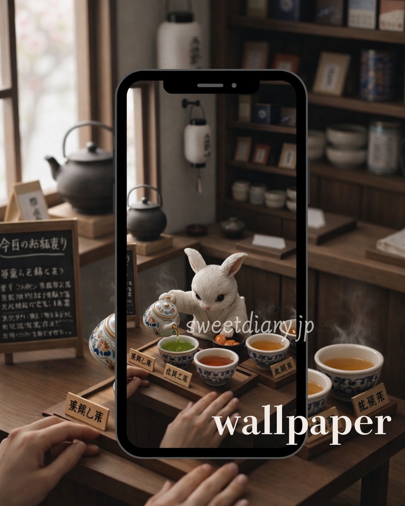 【山翠 -Sansui-】看板うさぎ職人の日常 待受画像『全10種セット』