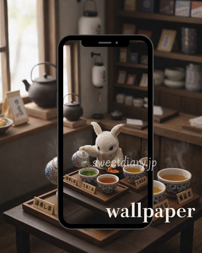 【山翠 -Sansui-】看板うさぎ職人の日常 待受画像『全10種セット』