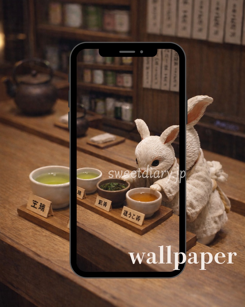 【山翠 -Sansui-】看板うさぎ職人の日常 待受画像『全10種セット』