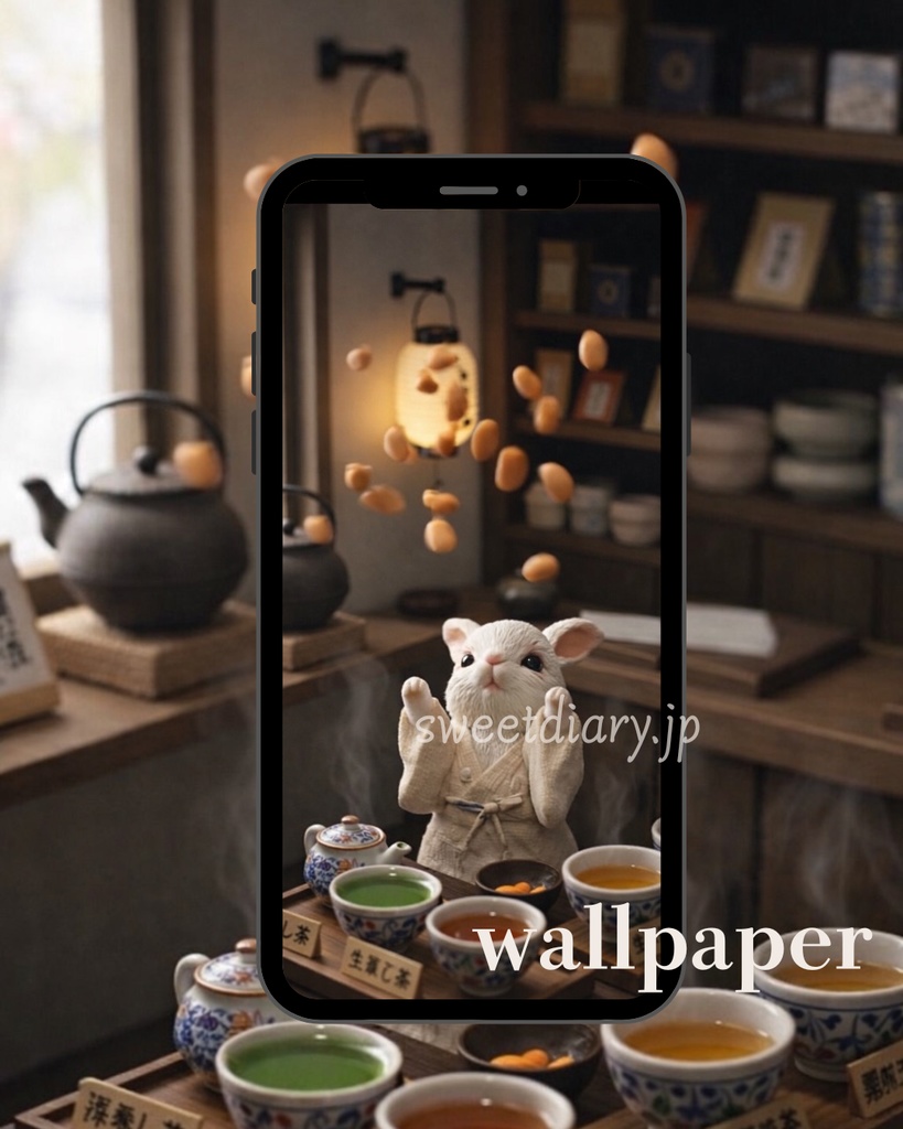 【山翠 -Sansui-】看板うさぎ職人の日常 待受画像『全10種セット』