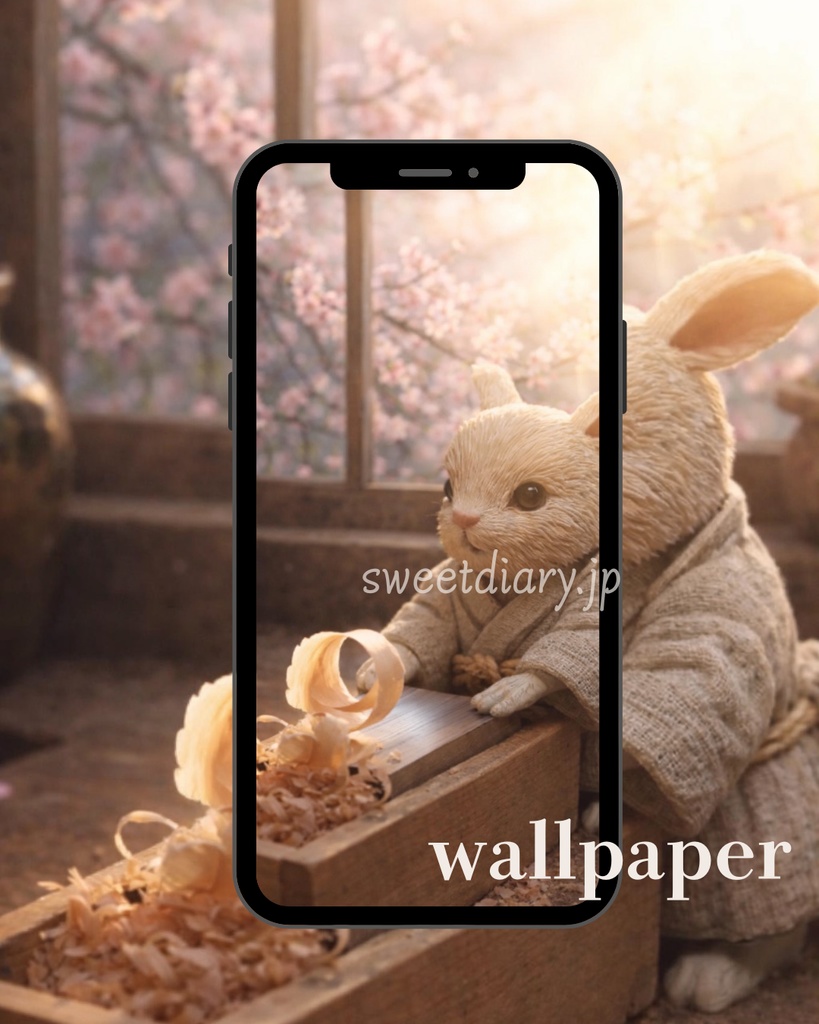 【山翠 -Sansui-】看板うさぎ職人の日常 待受画像『全10種セット』