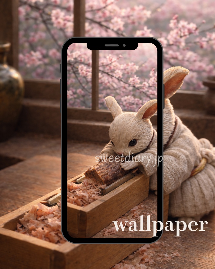 【山翠 -Sansui-】看板うさぎ職人の日常 待受画像『全10種セット』