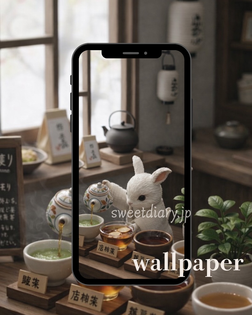 【山翠 -Sansui-】看板うさぎ職人の日常 待受画像『全10種セット』