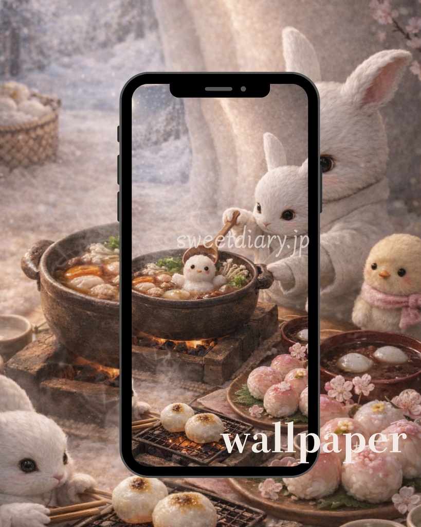 【山翠 -Sansui-】看板うさぎ職人のこだわり和食セット 待受画像『全16種』