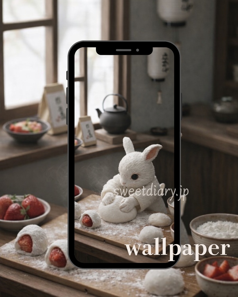 【山翠 -Sansui-】看板うさぎ職人のこだわり和食セット 待受画像『全16種』