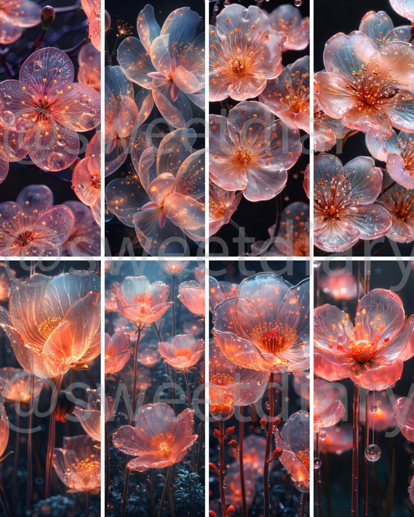 【全8枚セット】光を纏う透明な花々 - コレクション｜sweet