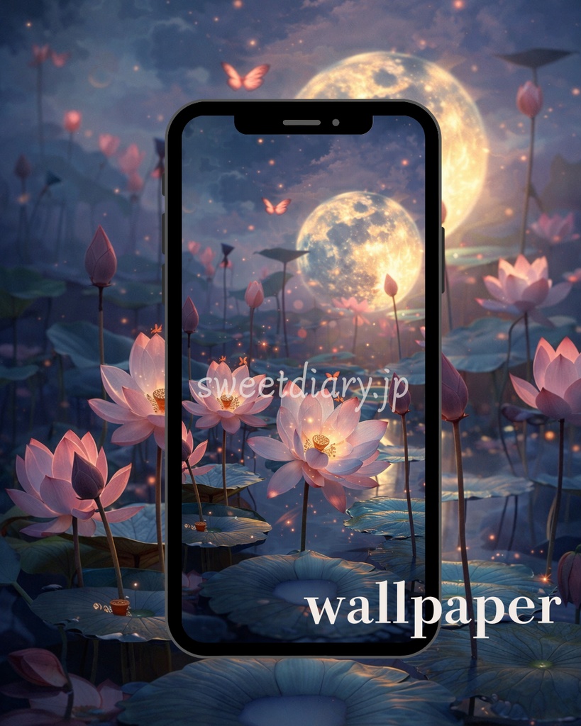 【全8枚セット】水面に咲く至福の蓮 - 幻想的な待受画像コレクション|sweet