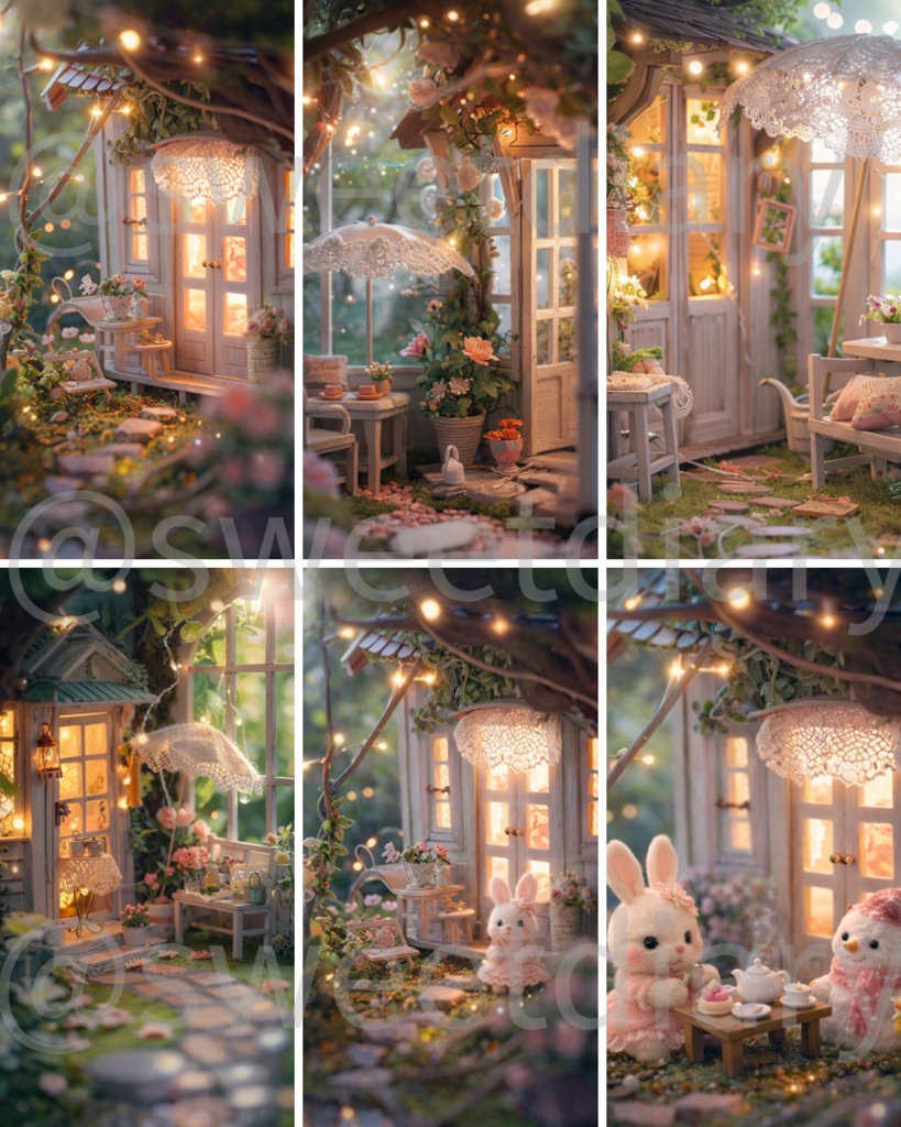 【全6枚セット】ちいさなうさぎとミニチュアのお家 - 待受＆素材コレクション｜sweet