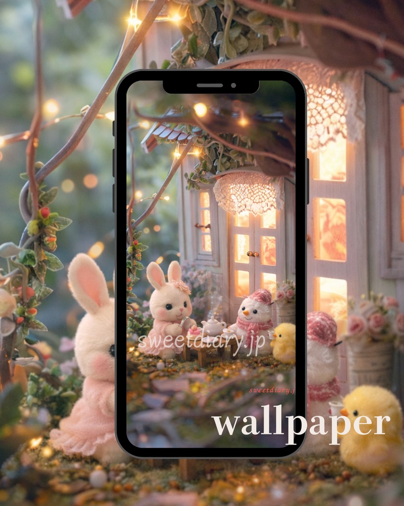 【全6枚セット】ちいさなうさぎとミニチュアのお家 - 待受&素材コレクション|sweet