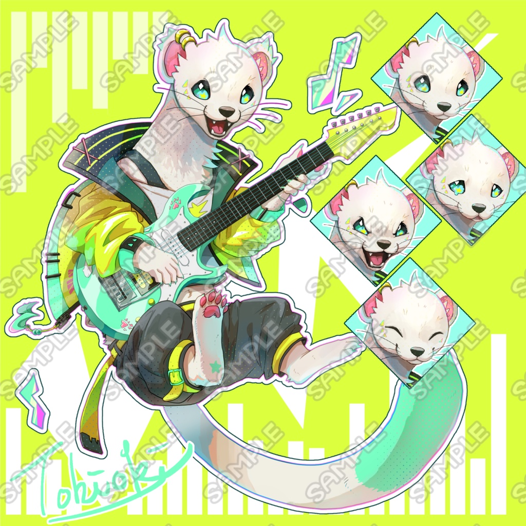 オコジョのミュージシャン【表情差分5種+楽器差分】