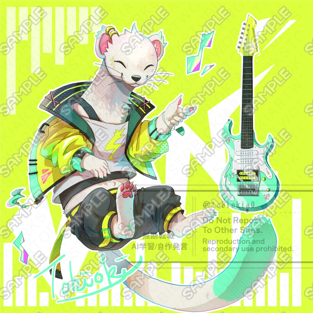 オコジョのミュージシャン【表情差分5種+楽器差分】