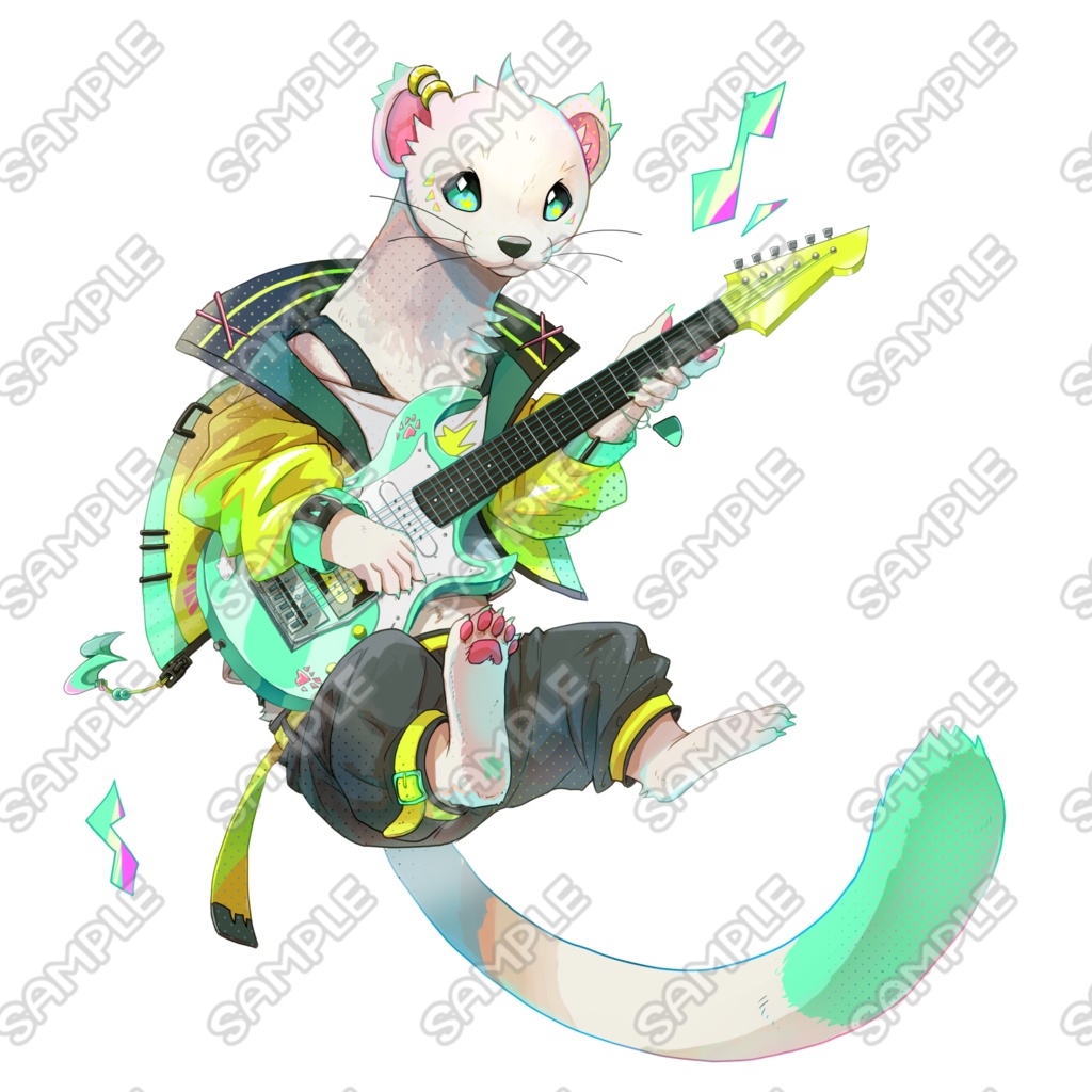 オコジョのミュージシャン【表情差分5種+楽器差分】