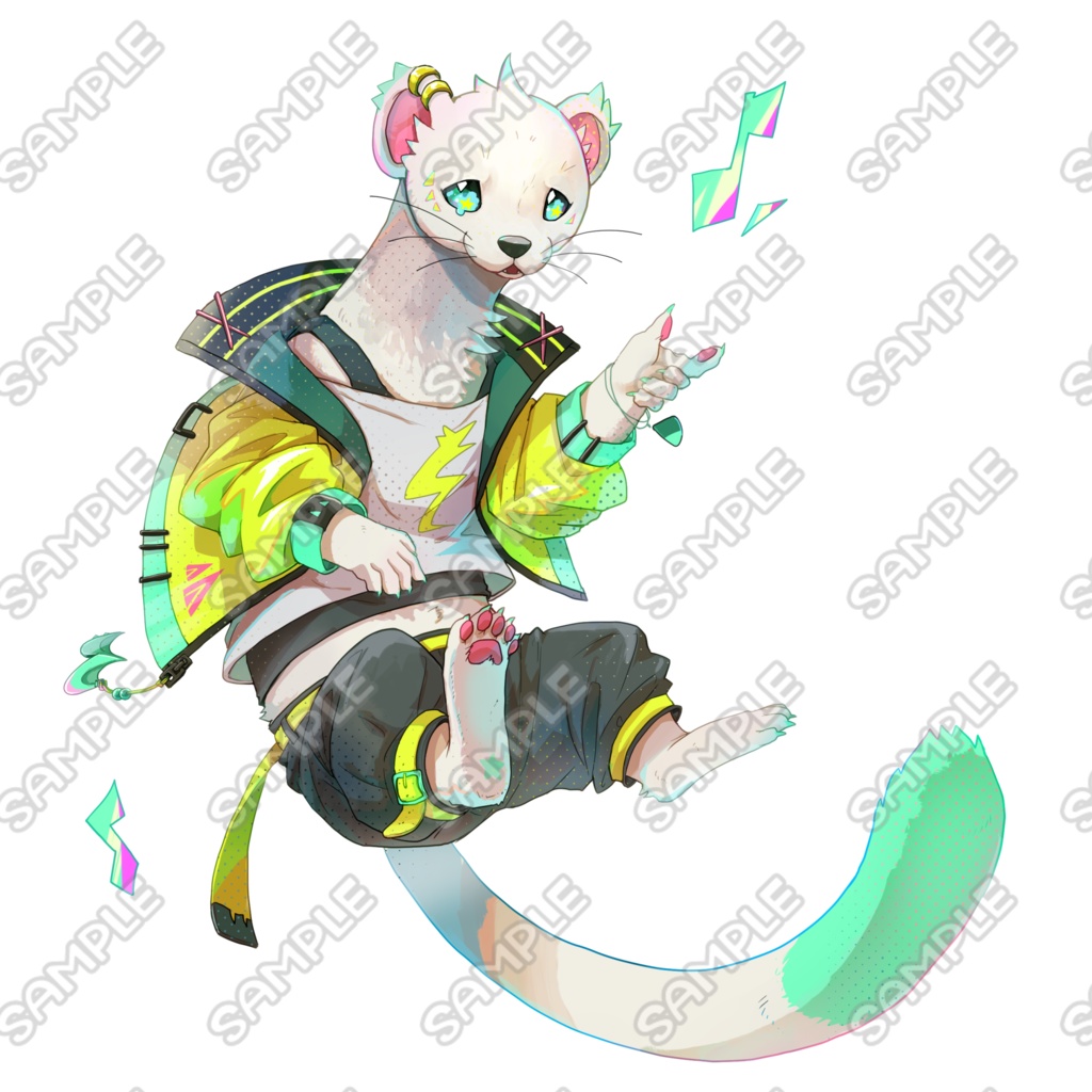 オコジョのミュージシャン【表情差分5種+楽器差分】