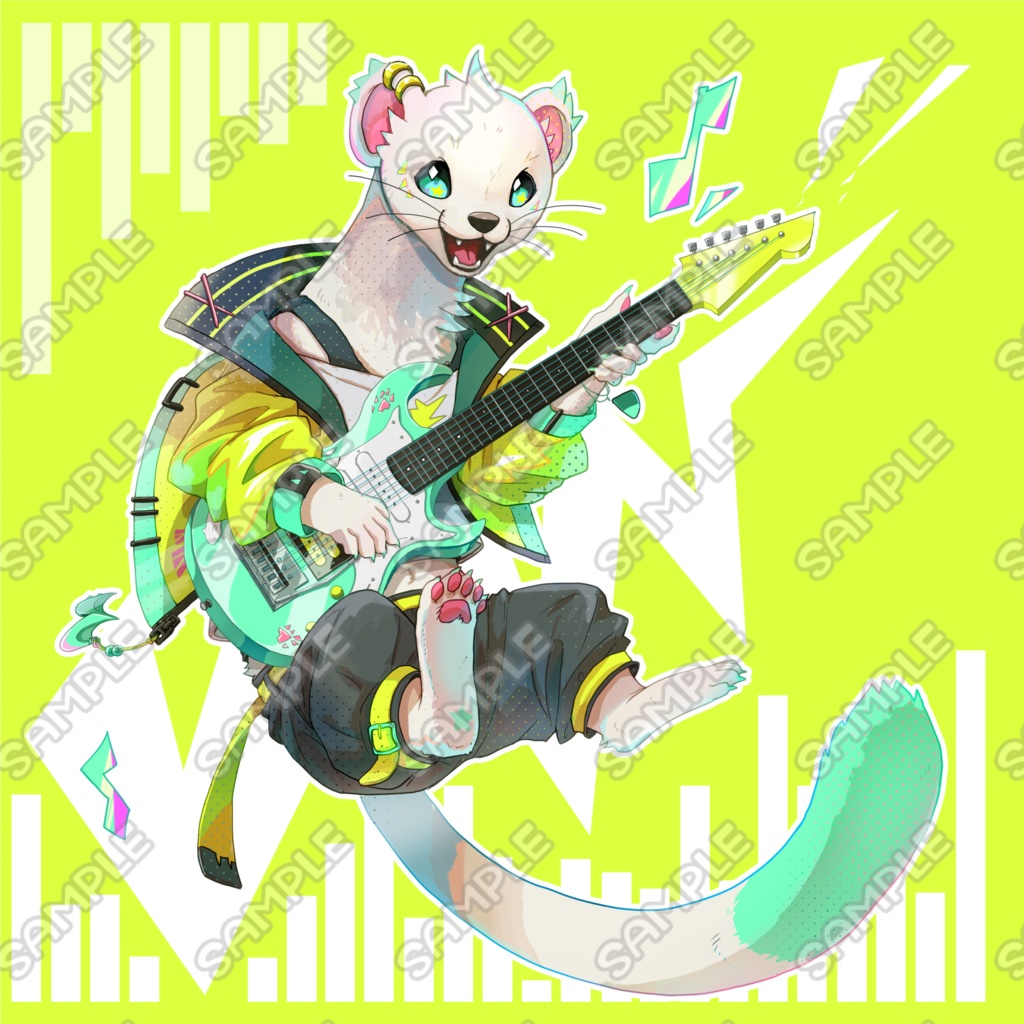 オコジョのミュージシャン【表情差分5種+楽器差分】