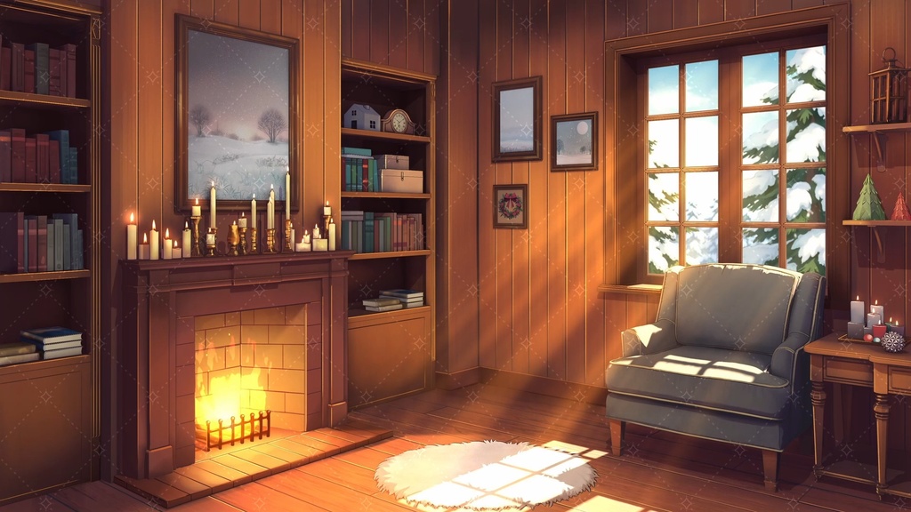 あたたかいクリスマスコテージ VTuber用アニメーション背景