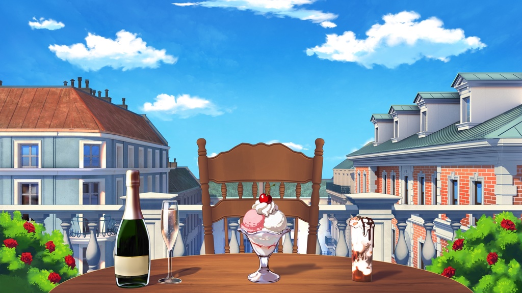 屋上カフェのVtuber背景アセット