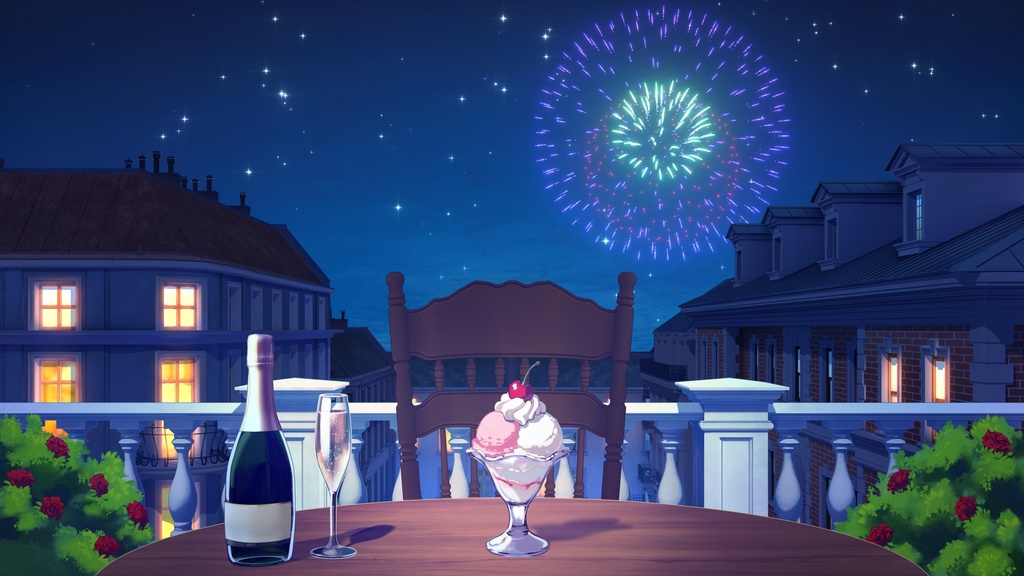 屋上カフェのVtuber背景アセット