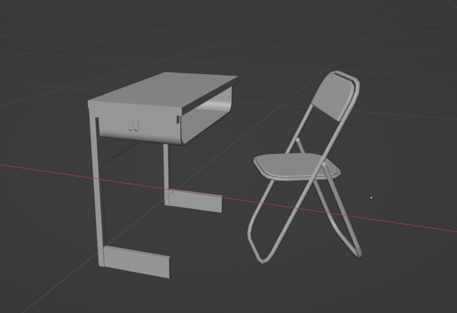 机と椅子(Blender3Dモデル)