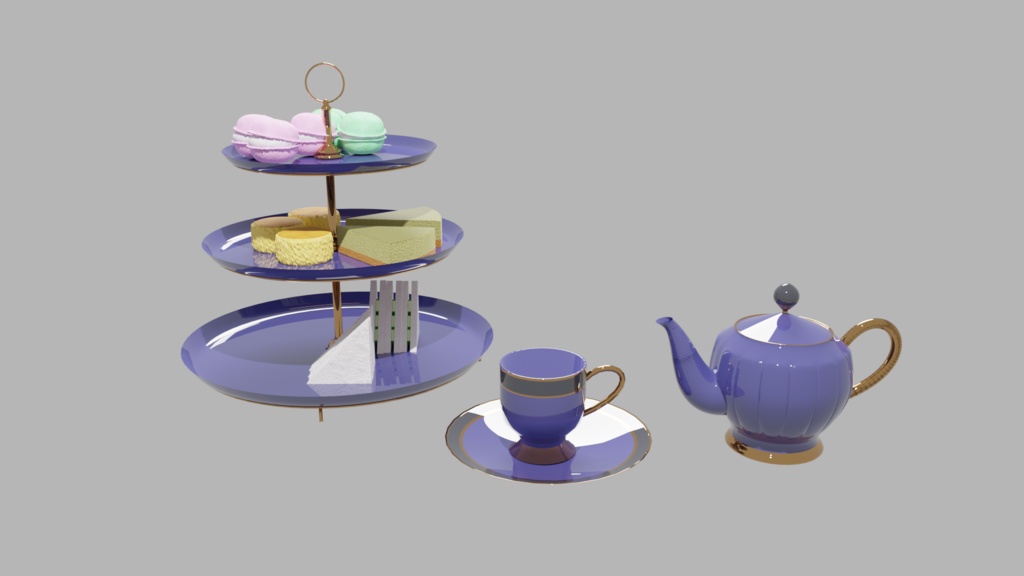 【Vtuber向け】ケーキスタンドセット【配信者・漫画素材】