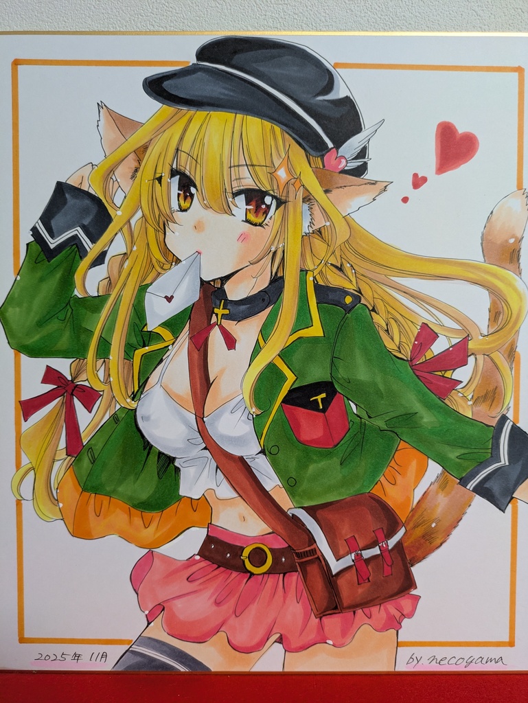 直筆カラー大色紙！獣耳女の子の郵便屋さん❤️