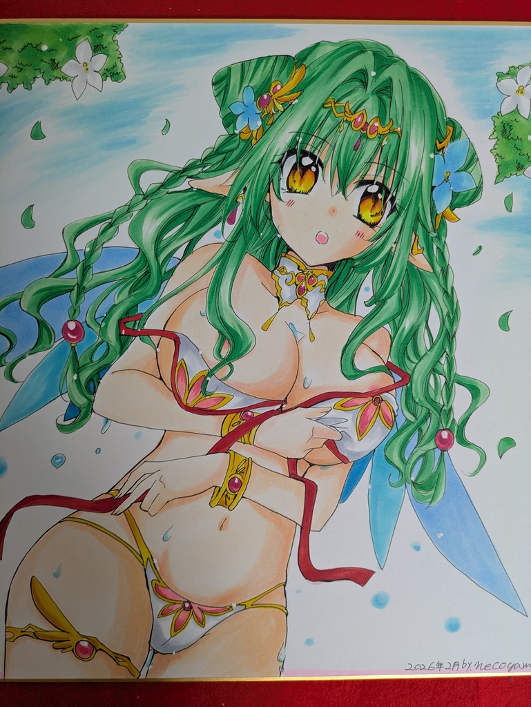 直筆大色紙！ポロリなエルフちゃん💕