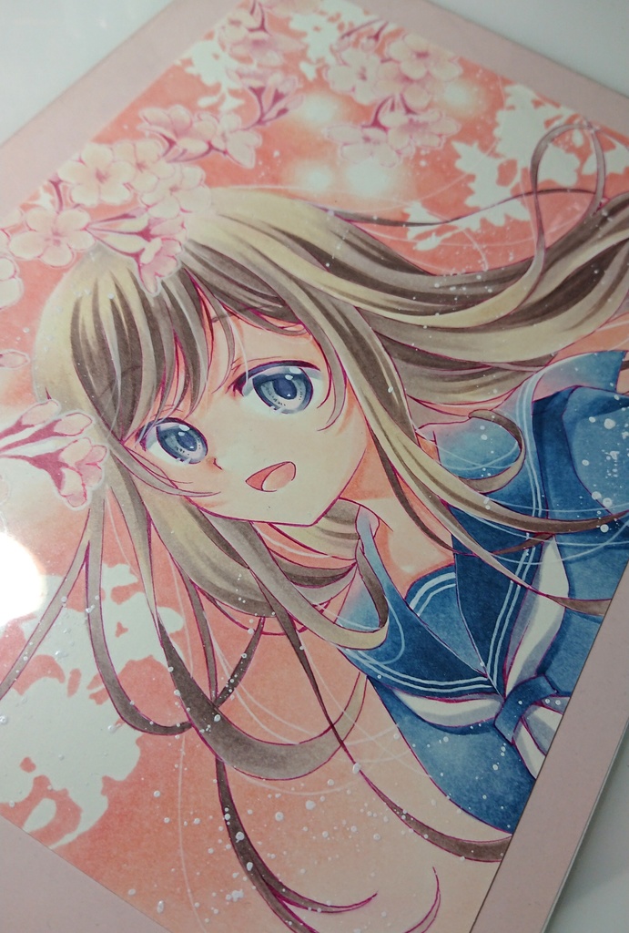 手描きイラスト*創作【桜とセーラー】A5サイズ