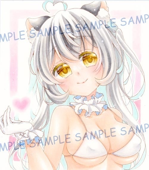 手描きイラスト＊創作【ユキヒョウちゃん②】小色紙サイズ 