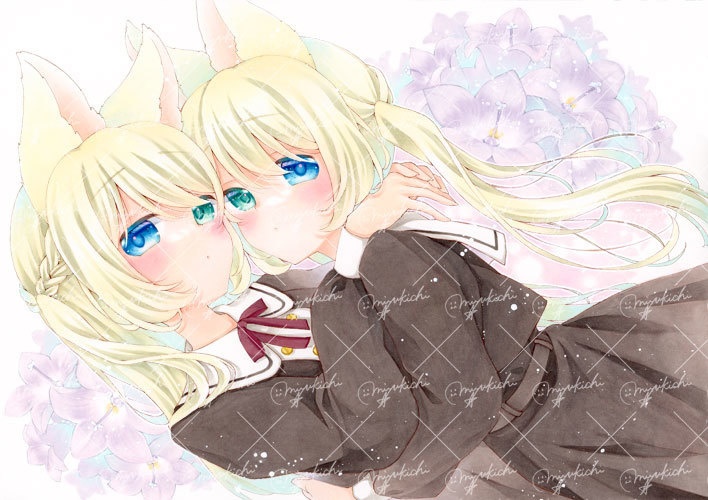 手描きイラスト*創作【一ノ瀬姉妹】A4サイズ