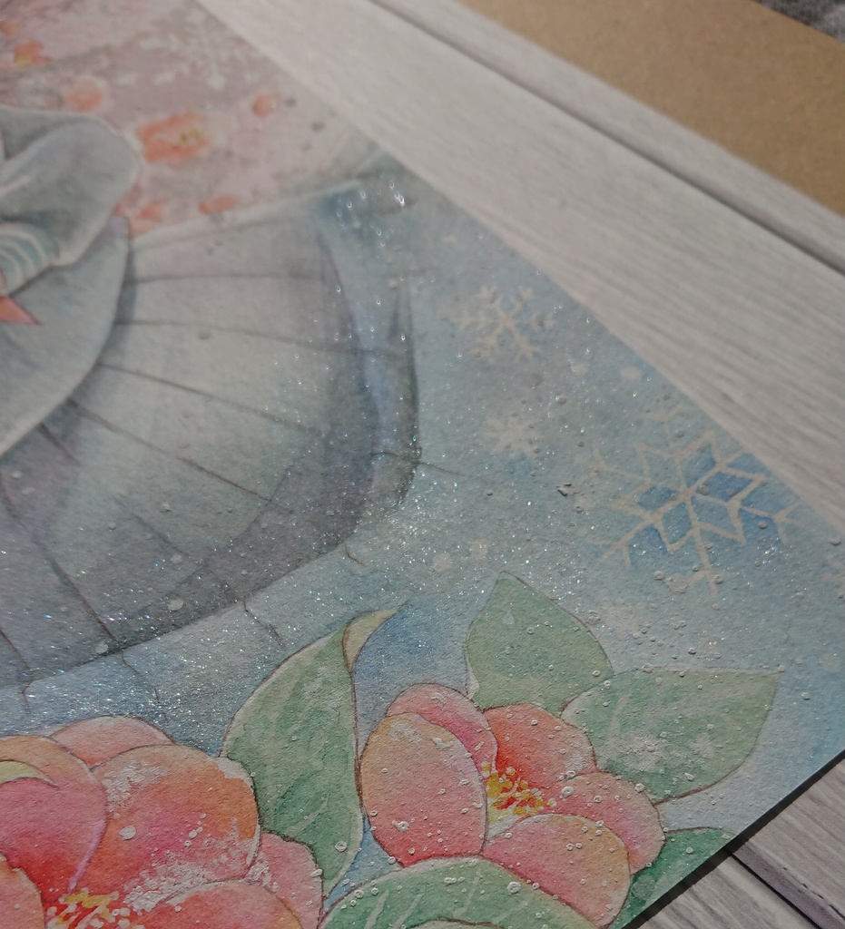 手描きイラスト*創作【溶ける赤】額装