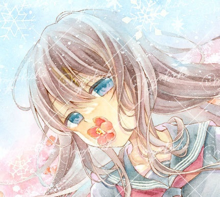 手描きイラスト＊創作【溶ける赤】額装