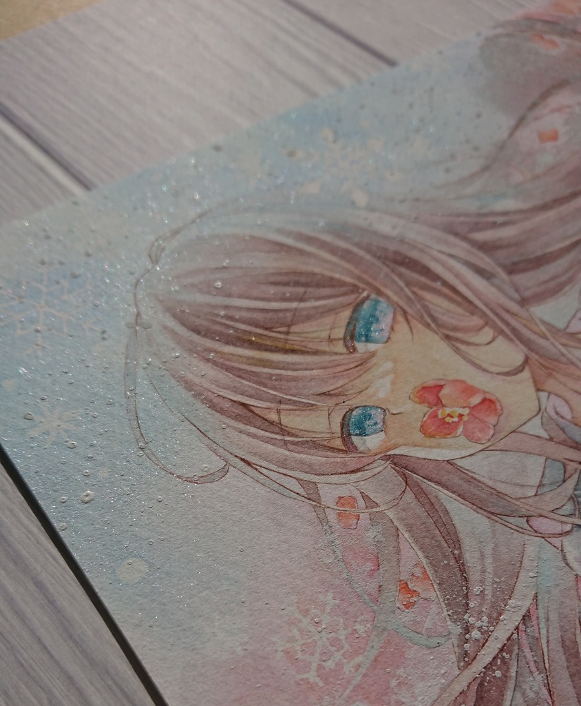 手描きイラスト*創作【溶ける赤】額装