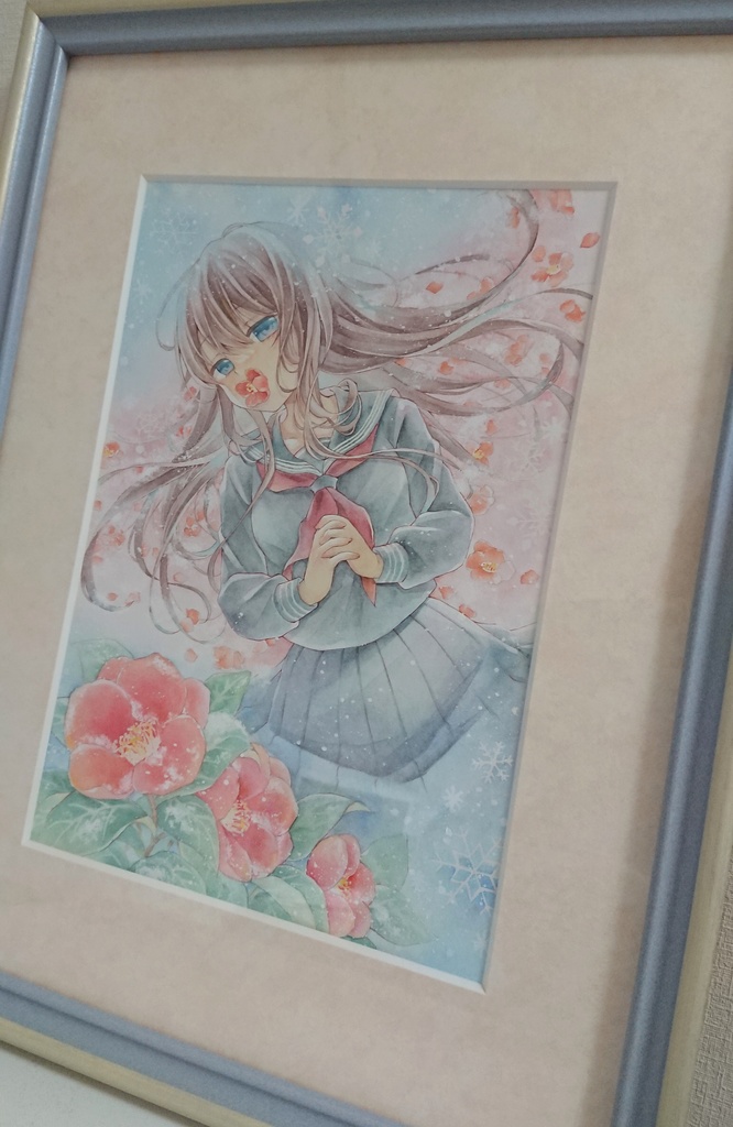 手描きイラスト*創作【溶ける赤】額装