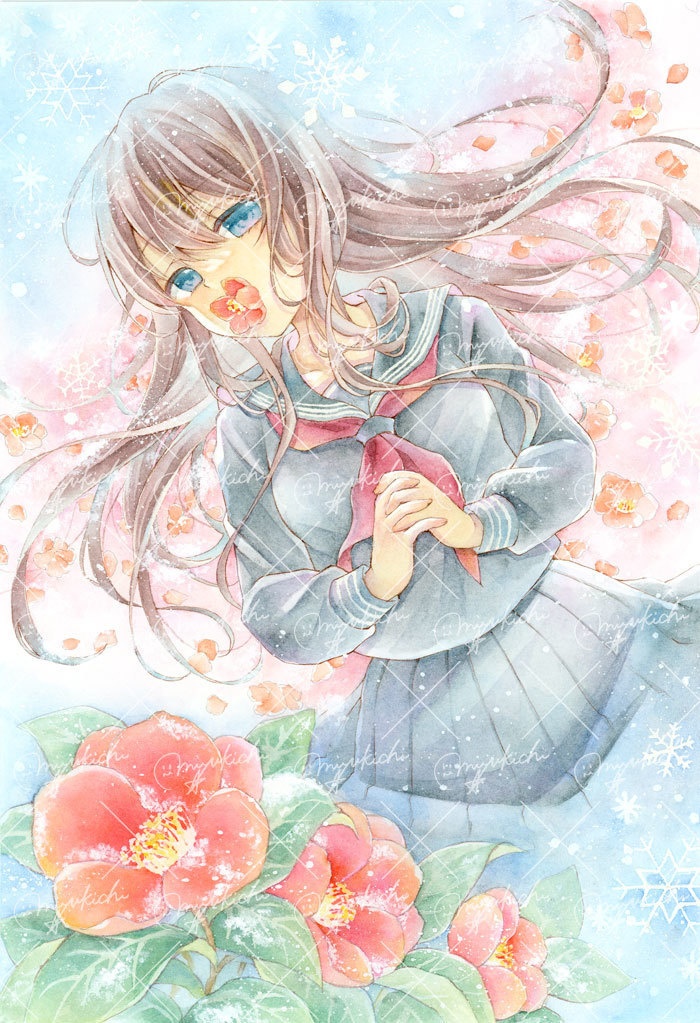 手描きイラスト*創作【溶ける赤】額装