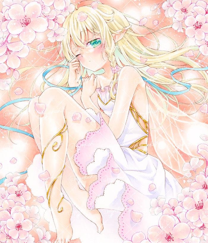 手描きイラスト*創作【桜が咲いたら】大色紙サイズ