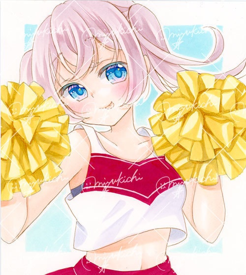 手描きイラスト＊創作【チアガール】小色紙サイズ