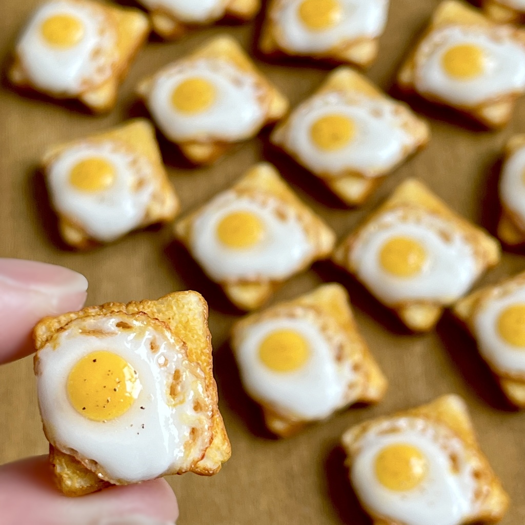 【再再販】ミニチュア　目玉焼きトースト　fried egg on toast